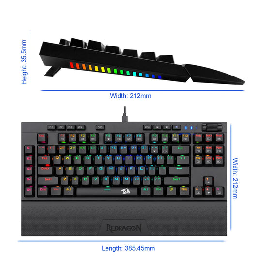 REDRAGON Vishnu K596 RGB USB Mechanical Gaming Keyboard 2.4G wireless dual mode Red Switch 87 Keys for Computer PC Laptop Gamer - bahrain