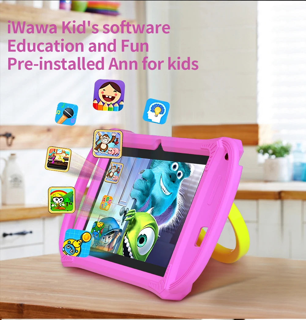 7.0 Inch Kids Tablet Android 12 Quad Core 4GB+64GB WiFi Bluetooth Educational Software Tablets Children's Gifts
