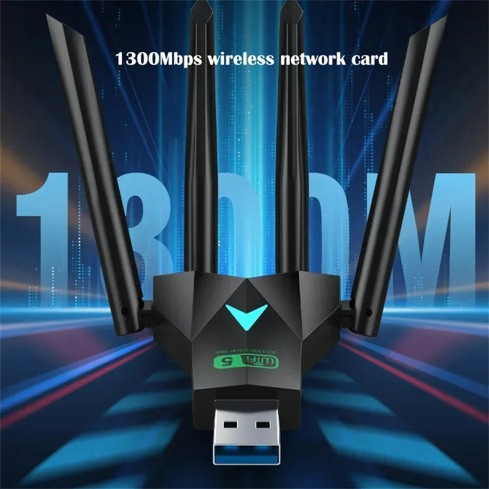 WIFI 1300Mbps Dual-Band USB 3.0 Wi-Fi Adapter (4 Antennas) | Gamers Point Bahrain 1300