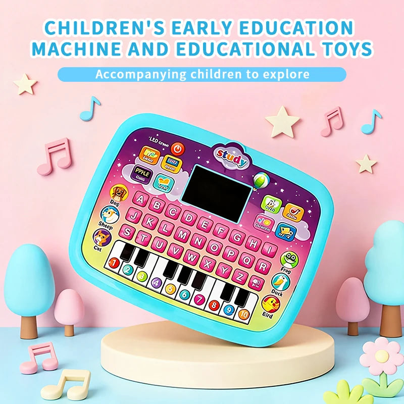Interactive Educational Tablet PC Toy for Kids, LED Kids Tablet with Number & Alphabet Learning