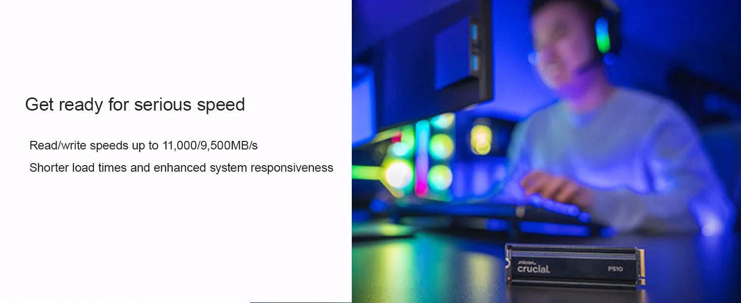 Crucial P510 1TB 2TBGen5 NVMe SSD,PCIe 5.0 M.2 2280 SSD, Internal Solid State Drive, Compatible with Laptop, Desktop(OEM Pack)