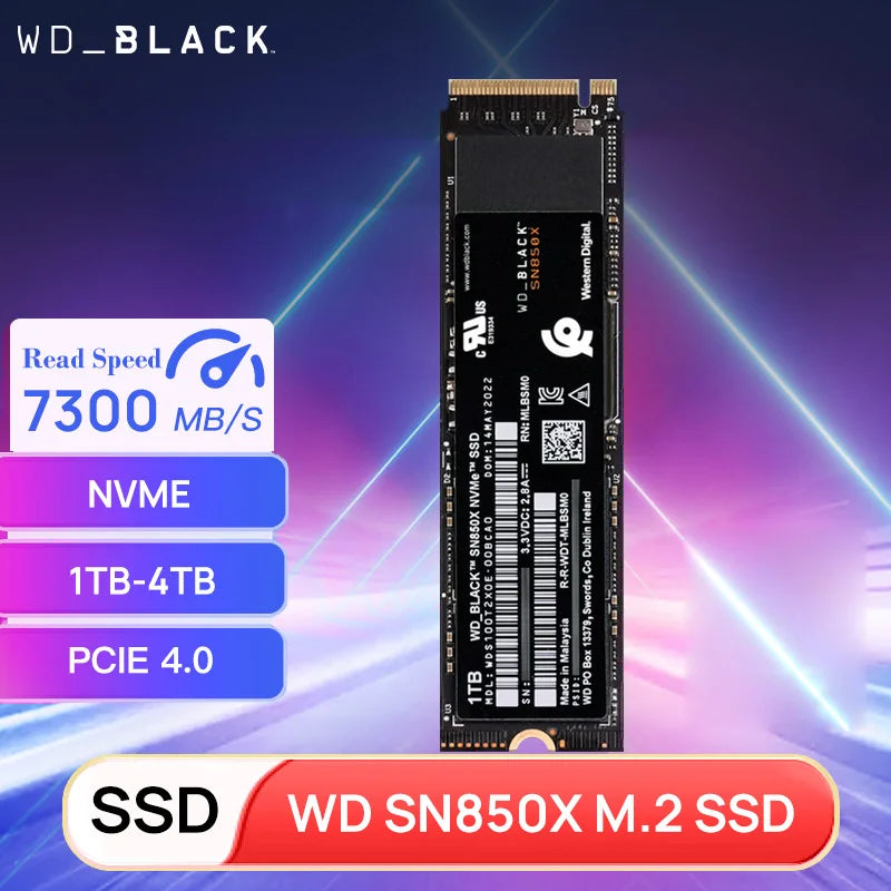 Western Digital SN850X 1TB 2TB 4TB WD_BLACK M.2 2280 NVMe PCIe Gen 4.0x4 SSD Solid State Drives for Gaming Computer Laptop PS5