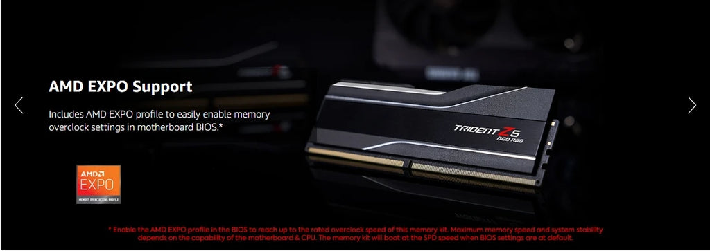 G.Skill DDR5 Trident Z5 NEO RGB Series (16GBx2 )/ (24GBx2)/(32GBx2)Ram 288-Pin SDRAM 6000MHz (AMD Expo) Dual Channel Desktop RAM