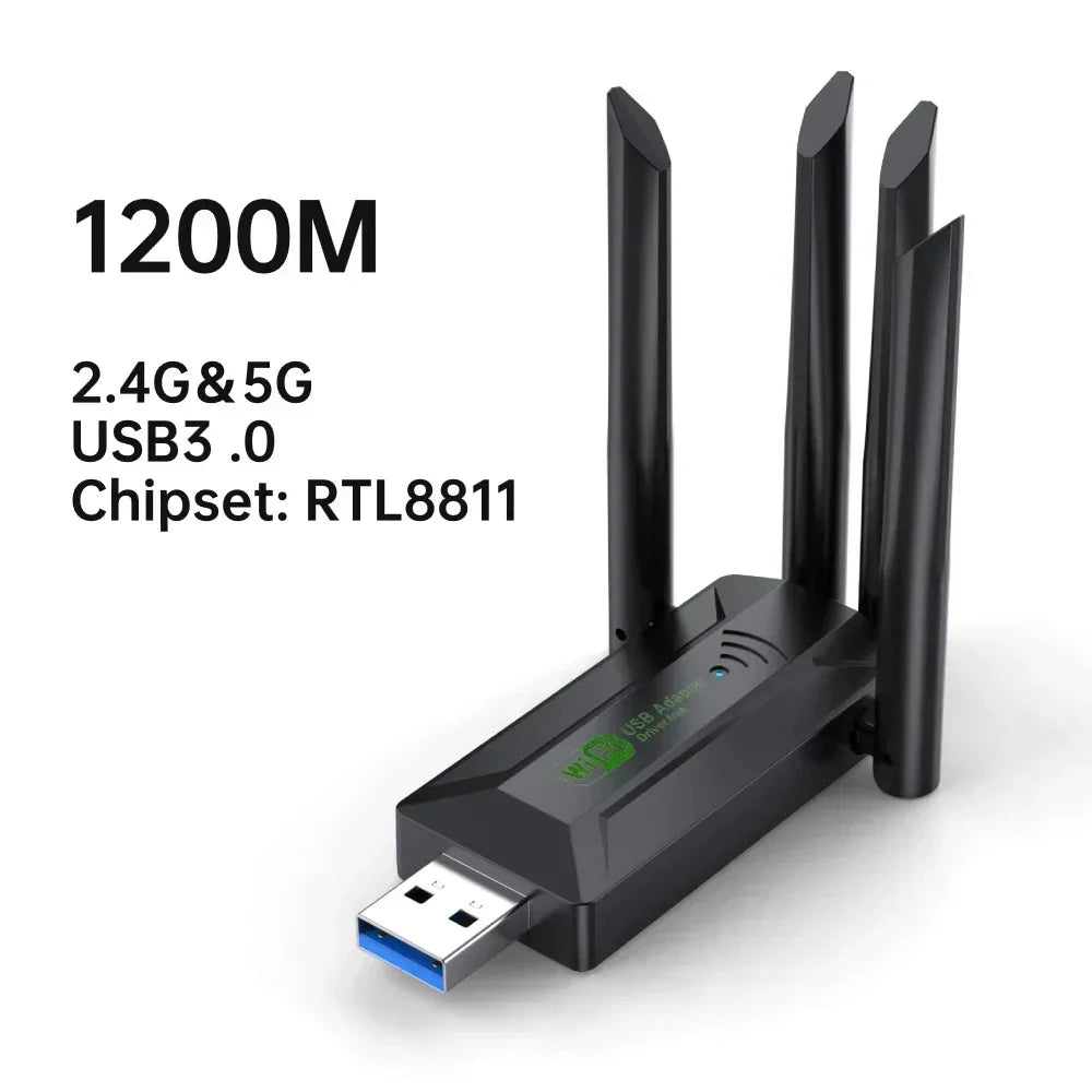 WIFI 1300Mbps Dual-Band USB 3.0 Wi-Fi Adapter (4 Antennas) | Gamers Point Bahrain 1300