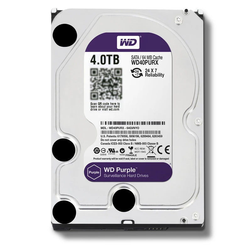 WD Purple 4TB Surveillance Internal Hard Drive Disk 3.5" 64M Cache SATA III 6Gb/s 500GB 1TB 2TB 3TB HDD HD Harddisk for CCTV DVR