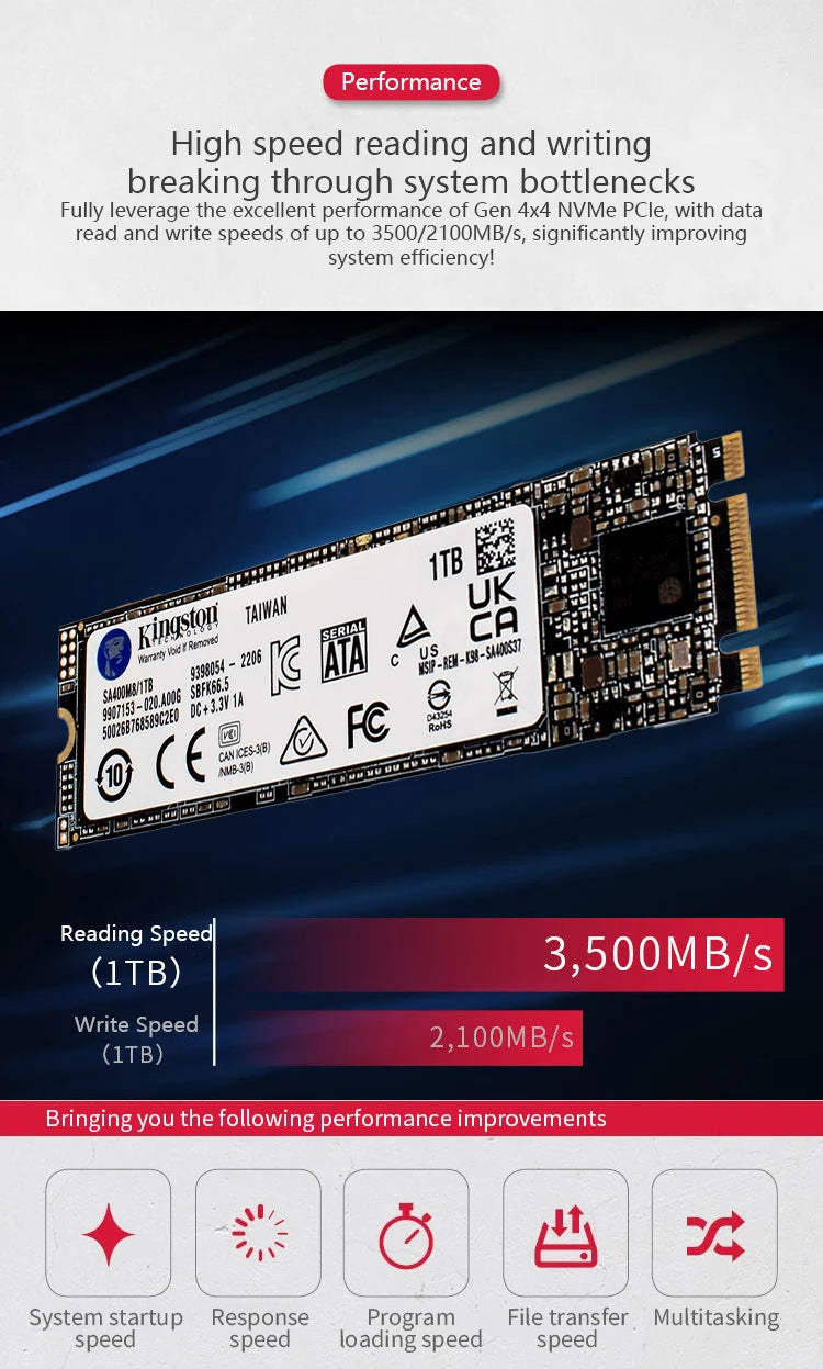 Kingston A400-NGFF SSD M.2 2280 Internal Solid State Drives 2TB 1TB 480G 240G 120G M.2 SSDs SATA Hard Disk for Laptop Desktop PC