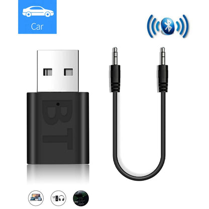 USB Bluetooth 5.0 Receiver Wireless Bluetooth Adapter 3.5mm AUX Jack for PC Car Music AUX Stereo Audio Adapter for TV Headphone - BAHRAIN