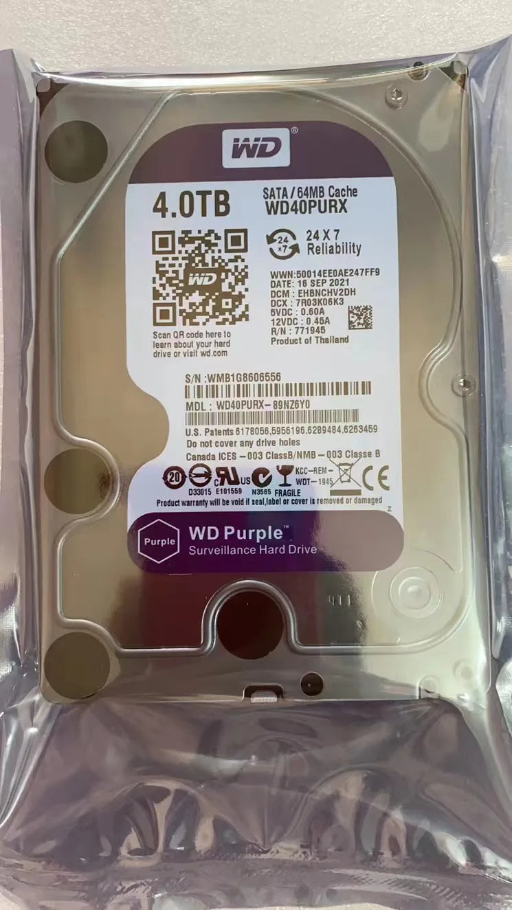 WD Purple 500GB Surveillance Internal Hard Drive Disk 3.5" 64M Cache SATA III 6Gb/s 1TB 2TB 3TB HDD HD Harddisk for CCTV DVR NVR