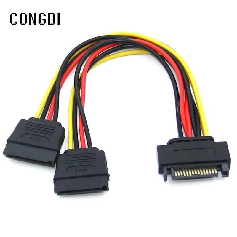 SATA Power Y Splitter Cable 15 Pin SATA Male to Dual 15 Pin Female Power Cable 20CM Sata Extension Cord For HDD SSD Hard Disk - BAHRAIN congdi CABLE  Gamers Point