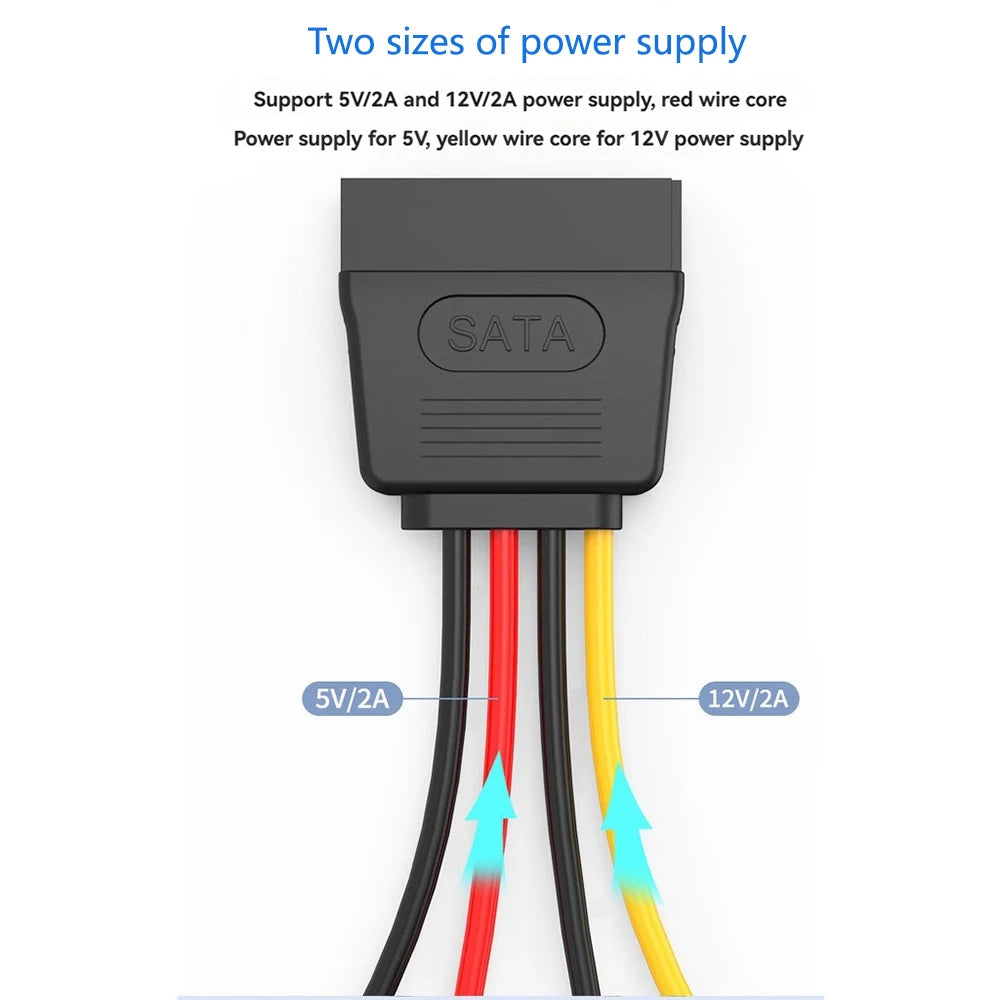 SATA Power Y Splitter Cable 15 Pin SATA Male to Dual 15 Pin Female Power Cable 20CM Sata Extension Cord For HDD SSD Hard Disk - BAHRAIN