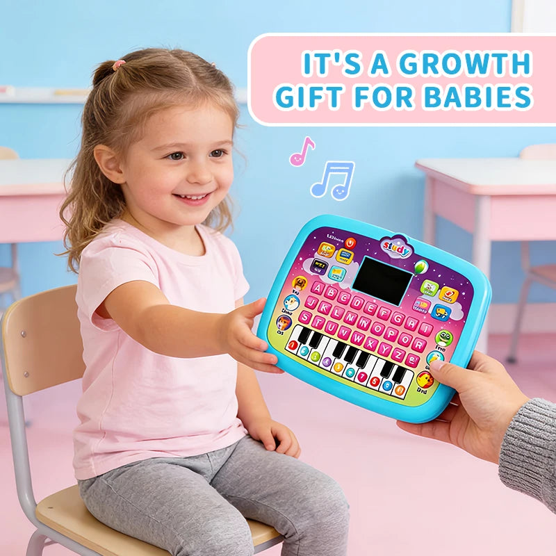 Interactive Educational Tablet PC Toy for Kids, LED Kids Tablet with Number & Alphabet Learning
