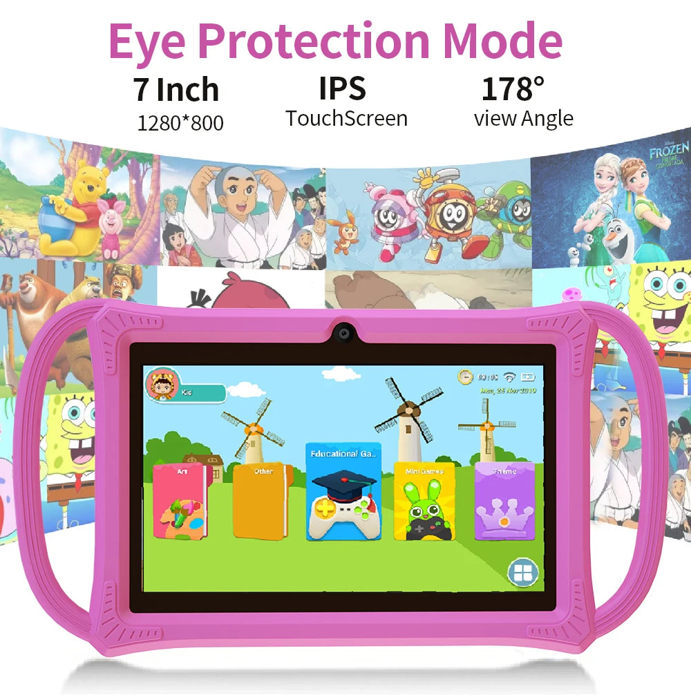 7.0 Inch Kids Tablet Android 12 Quad Core 4GB+64GB WiFi Bluetooth Educational Software Tablets Children's Gifts