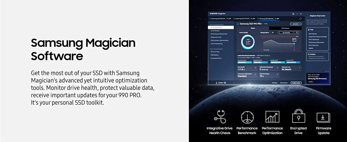 SAMSUNG 990 PRO SSD 4TB PCIe 4.0 M.2 2280 Internal Solid State Hard Drive for High End Computing Gaming Heavy Duty Workstation