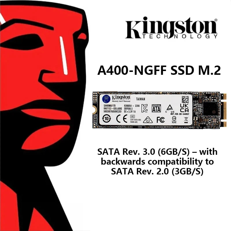 Kingston A400-NGFF SSD M.2 2280 Internal Solid State Drives 2TB 1TB 480G 240G 120G M.2 SSDs SATA Hard Disk for Laptop Desktop PC