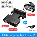 HDMI-compatible to VGA Adapter with 3.5mm Audio Cable For PC Laptop TV Box Projector HD 1080P VGA to HDMI-compatible Converter - bahrain congdi connector  Gamers Point