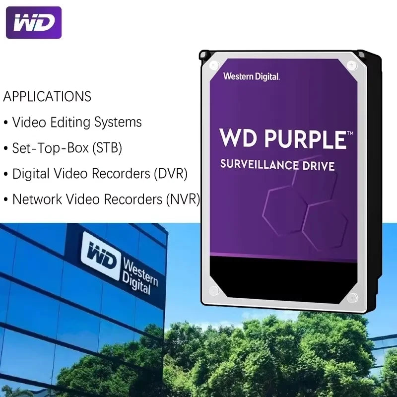 WD Purple 4TB Surveillance Internal Hard Drive Disk 3.5" 64M Cache SATA III 6Gb/s 500GB 1TB 2TB 3TB HDD HD Harddisk for CCTV DVR