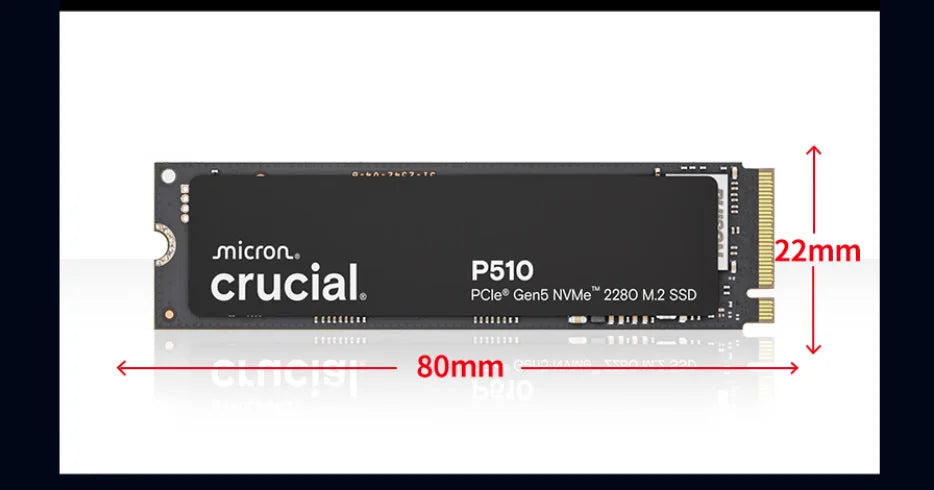 Crucial P510 1TB Gen5 NVMe SSD, Up to 11,000 MB/s PCIe 5.0 M.2 2280 Internal Solid State Drive, for Laptop/ Desktop,OEM package