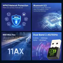 WiFi 6 AX900 Bluetooth 5.3 WiFi USB Adapter Wireless Gamers Point   Gamers Point