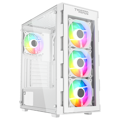 Twisted Minds Titan Glass Mid Tower Gaming Case - White  TM-GM-III-W