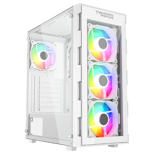 Twisted Minds Titan Glass Mid Tower Gaming Case - White  TM-GM-III-W