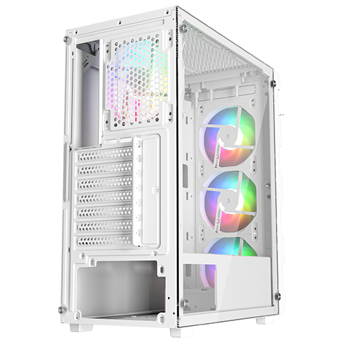 Twisted Minds Titan Glass Mid Tower Gaming Case - White  TM-GM-III-W