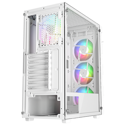 Twisted Minds Titan Glass Mid Tower Gaming Case - White  TM-GM-III-W