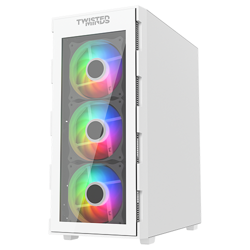 Twisted Minds Titan Glass Mid Tower Gaming Case - White  TM-GM-III-W