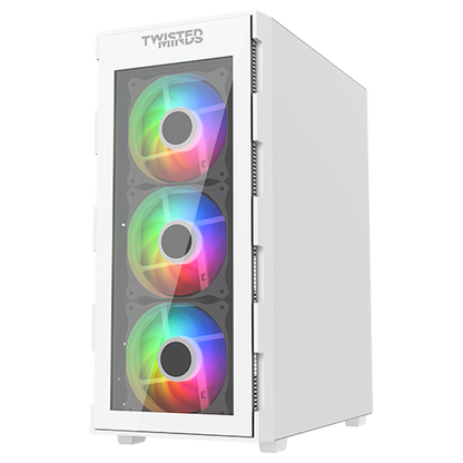 Twisted Minds Titan Glass Mid Tower Gaming Case - White  TM-GM-III-W