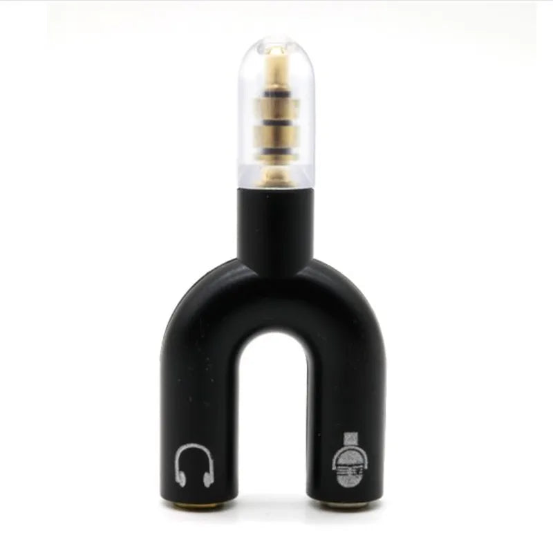 U Type Adapter Dual 3.5 MM Headphone Plug Audio Cables Splitter Microphone 2 In 1 Swivel Connector Audio Converter - BAHRAIN AUX Gamers Point 3.500 