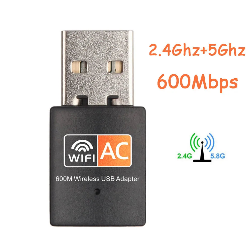 USB 600Mbps WiFi Adapter Wireless Ethernet Network Card AC Dual Band 2.4G / 5.G USB Wifi Dongle wifi Receiver 802.11ac - WIFI Gamers Point 7.000 