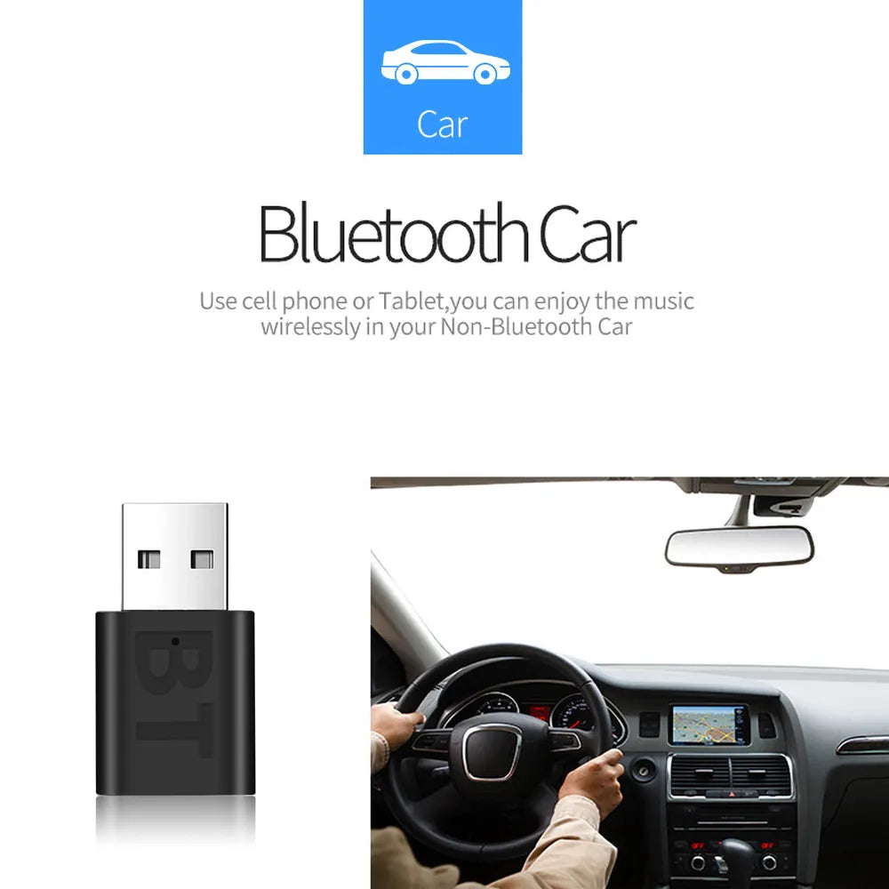 USB Bluetooth 5.0 Receiver Wireless Bluetooth Adapter 3.5mm AUX Jack for PC Car Music AUX Stereo Audio Adapter for TV Headphone - BAHRAIN