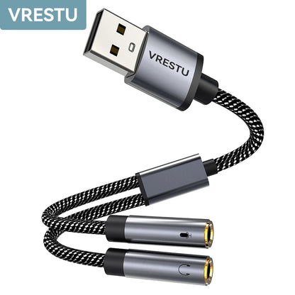 USB External Sound Card Jack 3.5mm Female USB Audio Adapter Headphone Micphone Sound Adaptor for Macbook Computer Laptop PC PS5 - CONNECTOR Gamers Point 3.500 