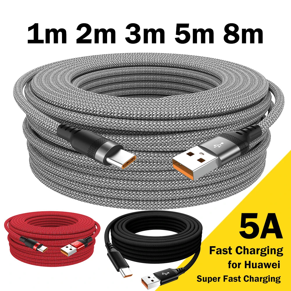 USB TYPE C Cable 5A Super Fast Charge Cable for Huawei 3m 5m 8m USB C Extension Cable for Samsung Xiaomi oppo oneplus Universal - 3 meter cable Gamers Point 7.000 