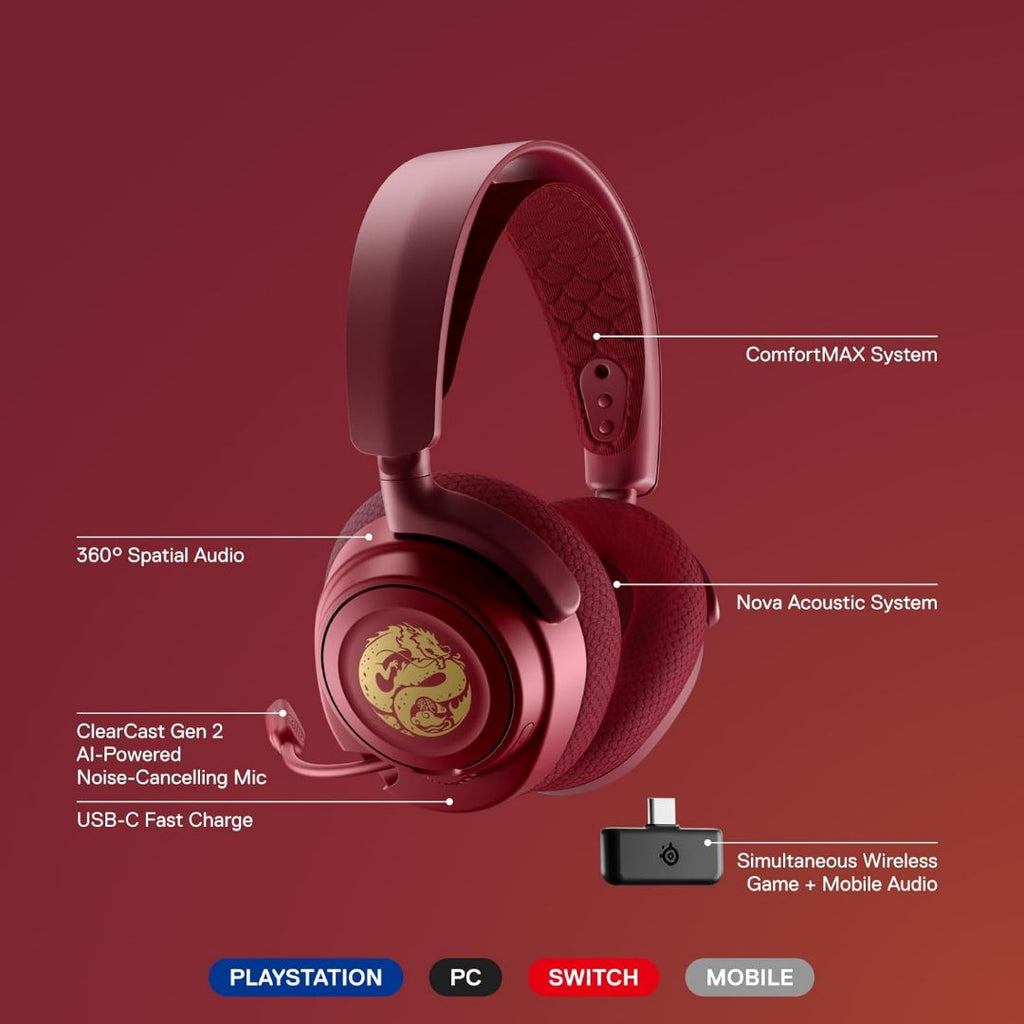 SteelSeries Arctis Nova 7 Wireless Gaming Headset – Dragon Edition