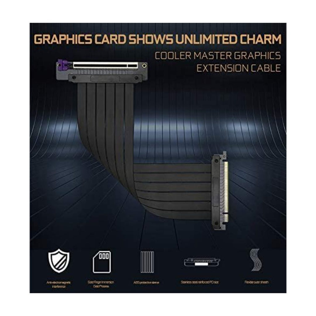 Cooler Master Universal Riser Cable PCIe 3.0 x16 200mm for Vertical GPU Mounting