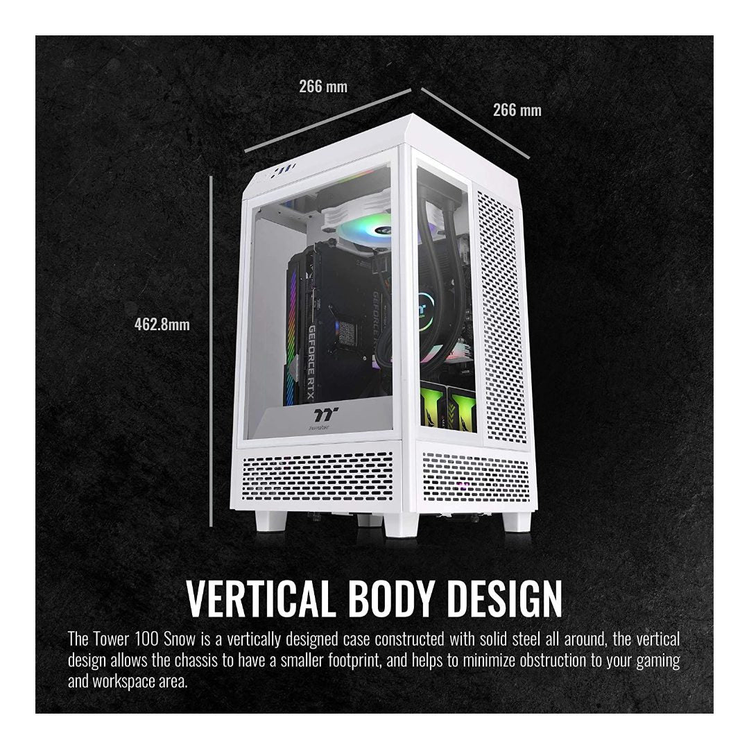 Thermaltake The Tower 100 Snow Edition Mini ITX Case-GPC Cases Gamers Point 56.000 