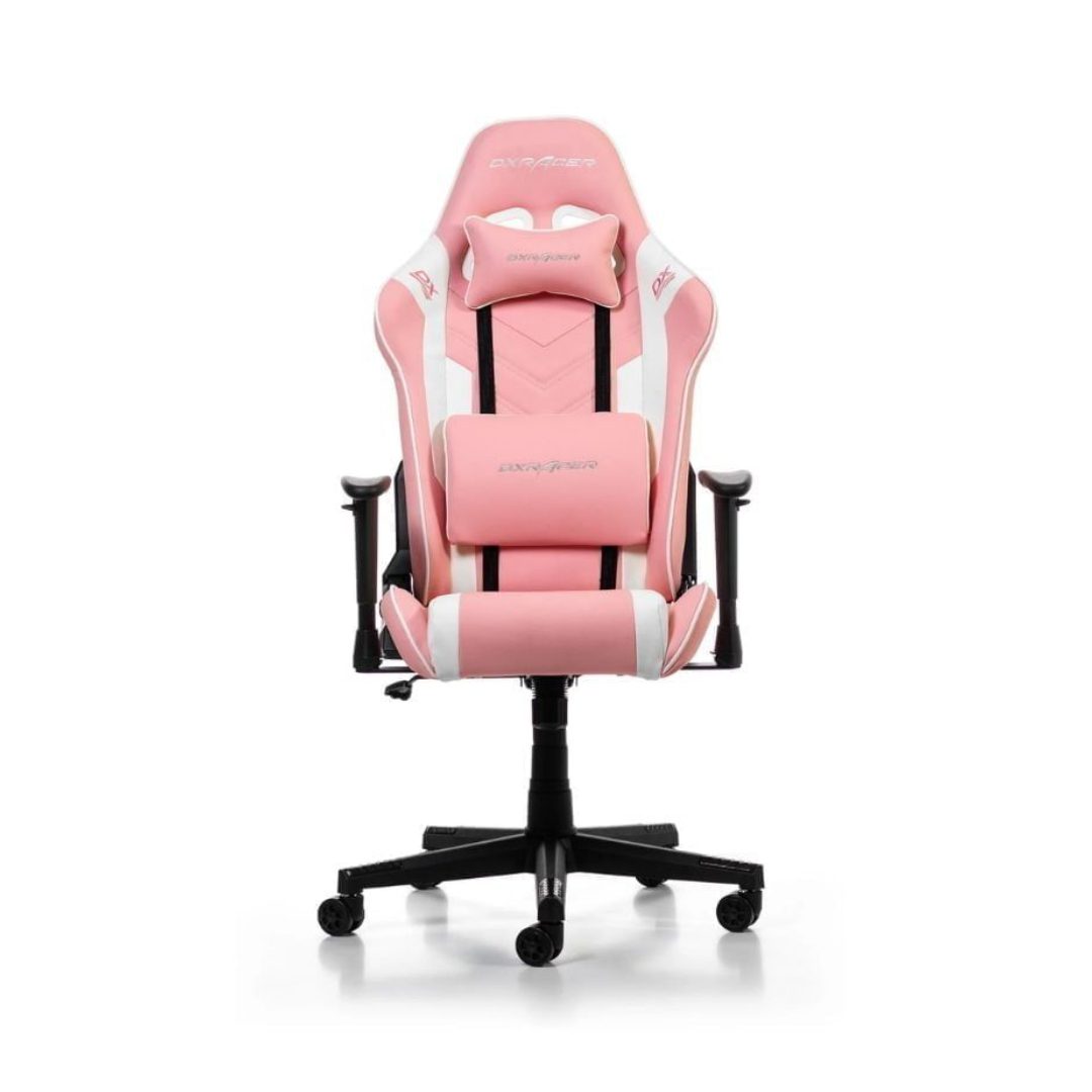 DXRacer Prince Series P132 Pink White Ergonomic Gaming Chair Gaming Chair - Gamers Point Bahrain