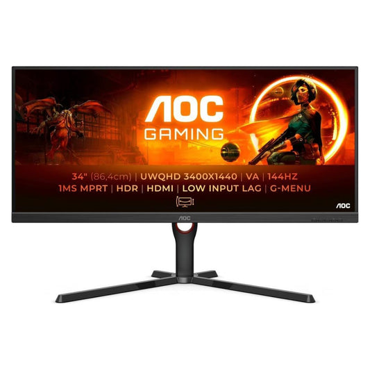 AOC 34" 34inch 2K WQHD (3440 x 1440), 144Hz, 1ms Flat Gaming Monitor - U34G3XM - Now Buy From Gamers Point Store Arad With Best Discounted Price Call Us Now +973-36820393 Delivery available to all bahrain QHD (2K) Gamers Point 175.000 