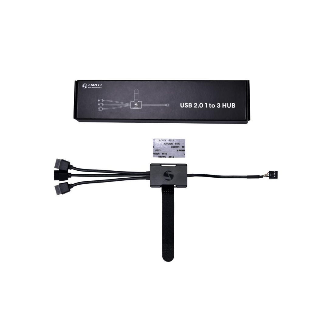 Lian-Li Internal USB 2.0 1-to-3 Expansion Hub Black Compact