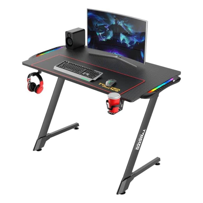 Twisted Minds TM-Z-1060-RGB Z-Shaped RGB Gaming Desk — Carbon-Fiber 1 Meter