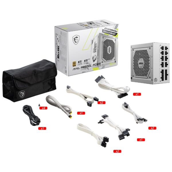 MSI MAG A850GL PCIE5 850W 80+ PSU - White - BAHRAIN Power Supply (PSU) Gamers Point 69.000 