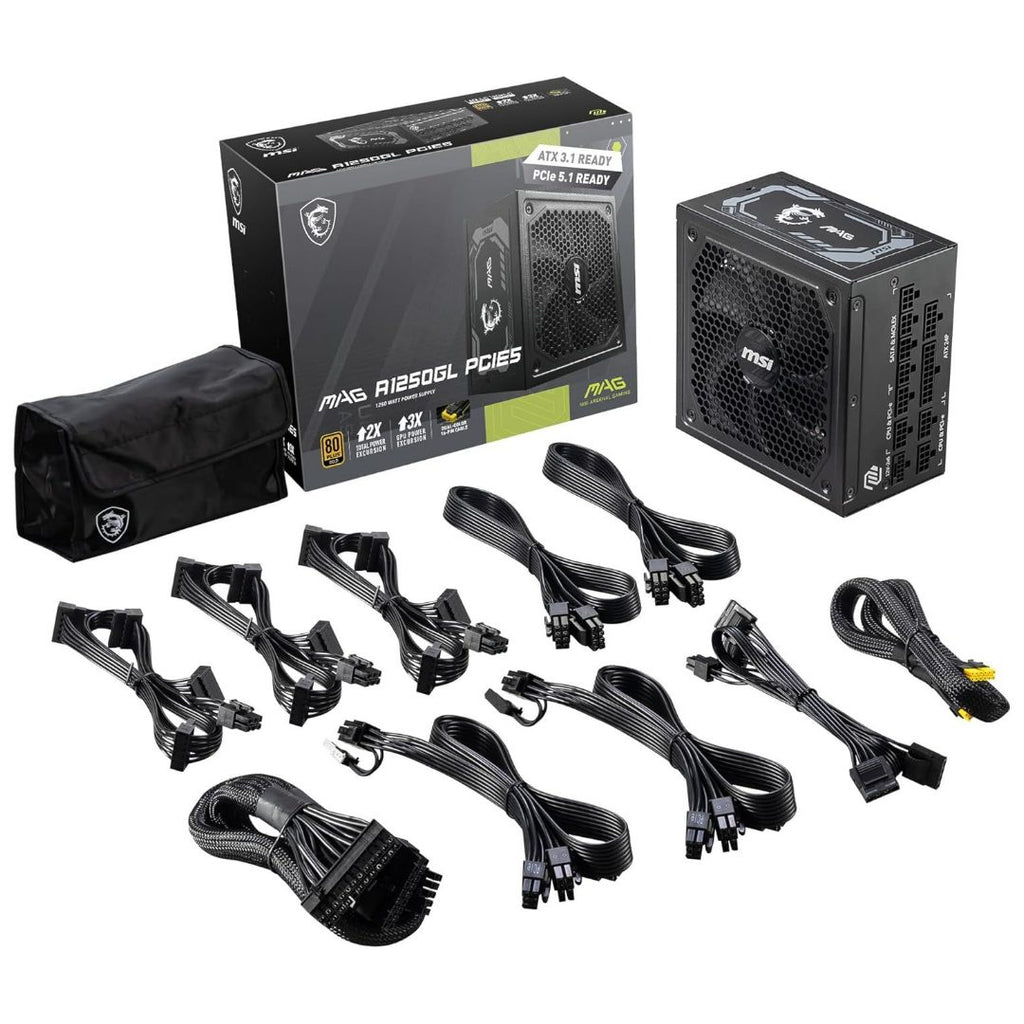 MSI MAG A1250GL PCIE5 Power Supply - 1250W 80 PLUS Gold Fully Modular ATX 3.0 | Gamers Point Bahrain