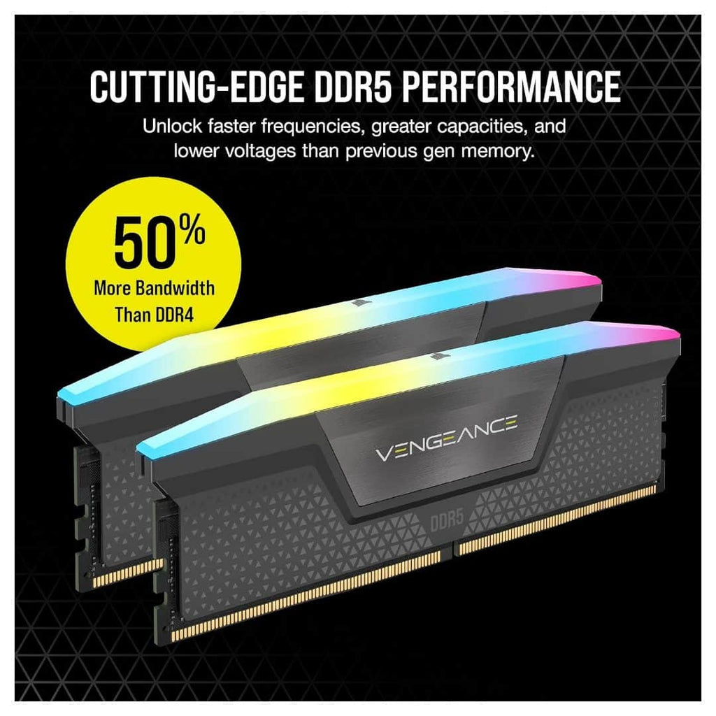 Corsair Vengeance RGB DDR5 64GB (2×32GB) 6000MT/s Black RAM