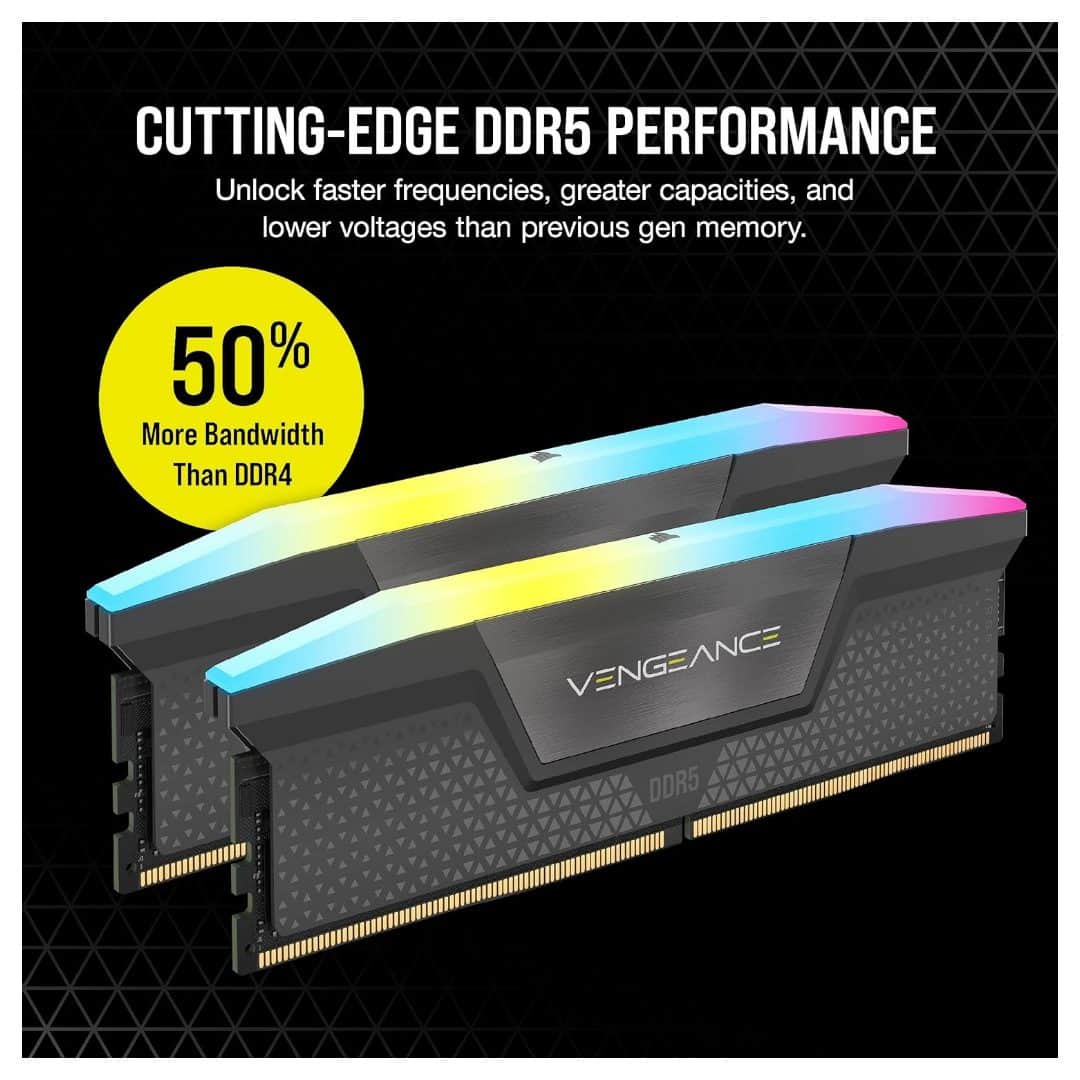 Corsair Vengeance RGB DDR5 64GB (2×32GB) 6000MT/s Black RAM