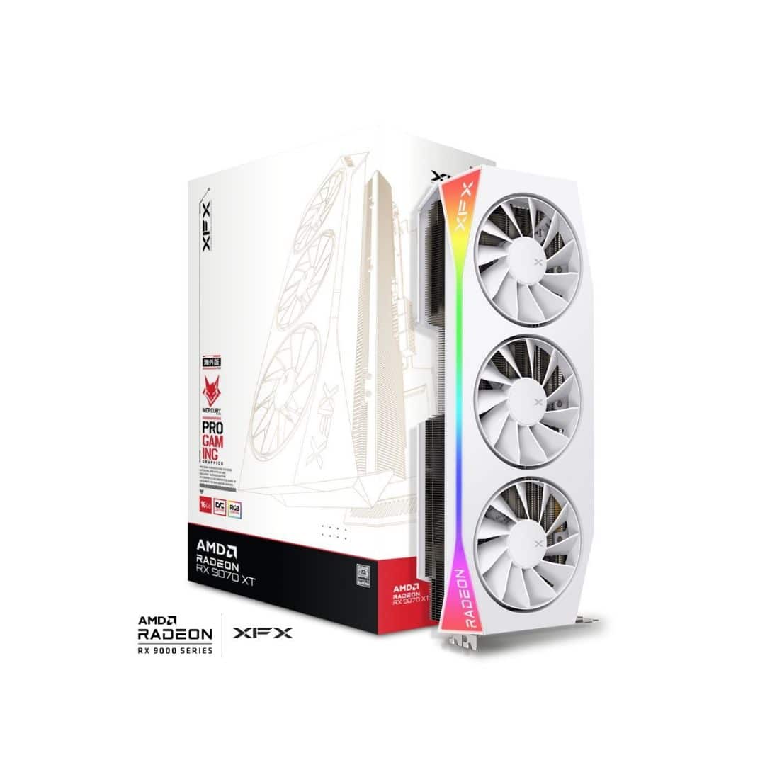 XFX Mercury RX 9070 XT OC Gaming Edition 16GB G6 3xDP GPU &#8211; White