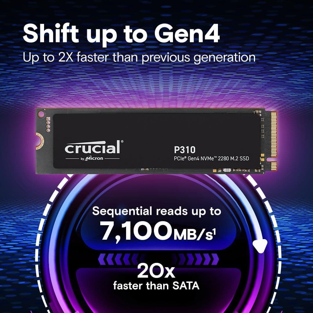 Crucial P310 PCIe Gen4 NVMe M.2 SSD 1TB/2TB/4TB High-Performance Storage