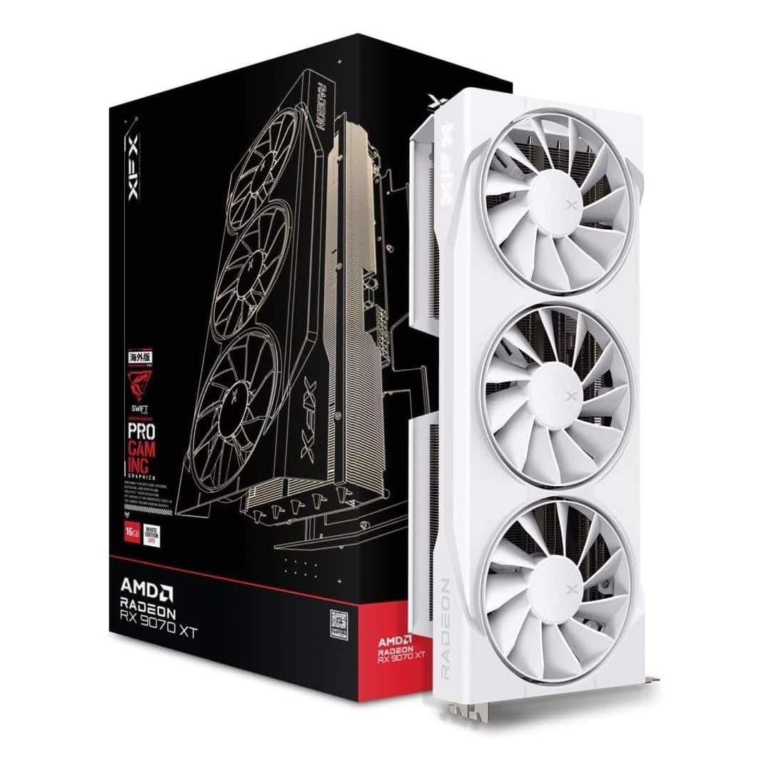 XFX Swift AMD Radeon RX 9070 XT 16GB 3xDP White