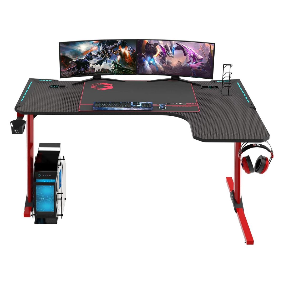GAMEON Phantom XL-R L-Shaped RGB Gaming Desk with Wireless Charger
