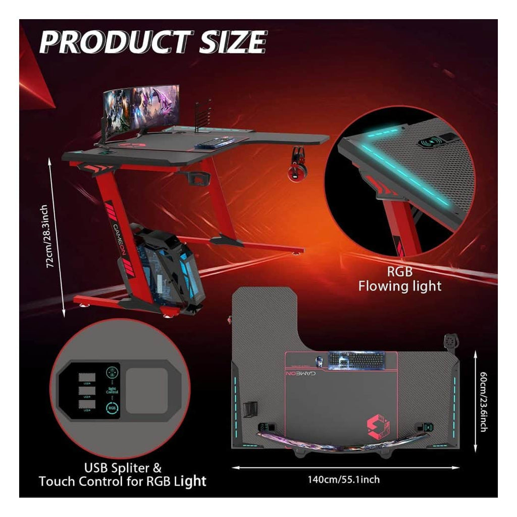GAMEON Phantom XL-R L-Shaped RGB Gaming Desk with Wireless Charger