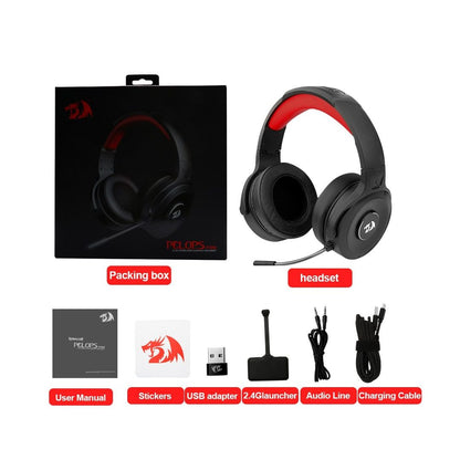 Redragon H818 PRO PELOPS Pro Wireless / AUX Virtual 7.1 Surround Gaming Headset - GPC Headset Gamers Point 38.000 